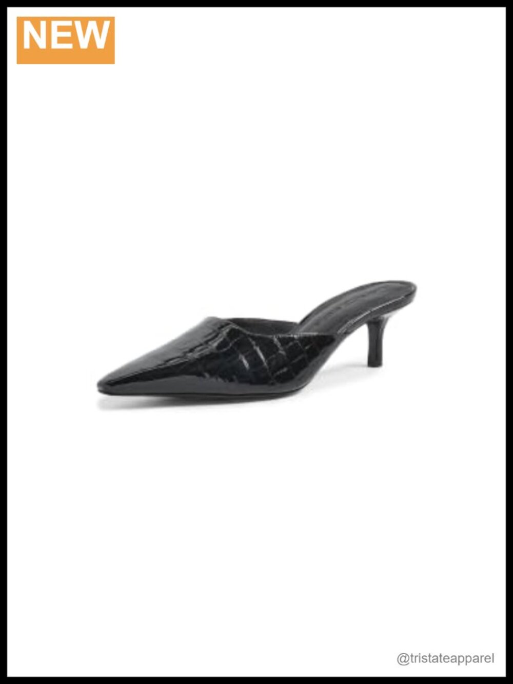 Croc Embossed Patent Leather Kitten Heel Pointed Toe Pumps 50mm